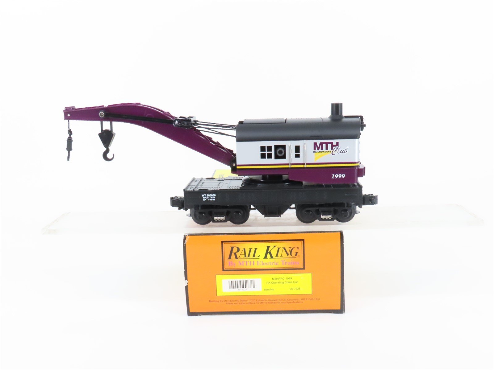 O Gauge 3-Rail MTH Rail King 30-7928 MTHRRC Operating Crane Car 1999