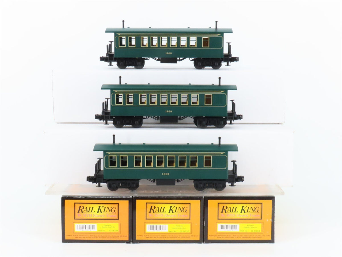 O Gauge 3-Rail Rail King MTH 30-6405 Wanderer Overton Coach Passenger Set of 3