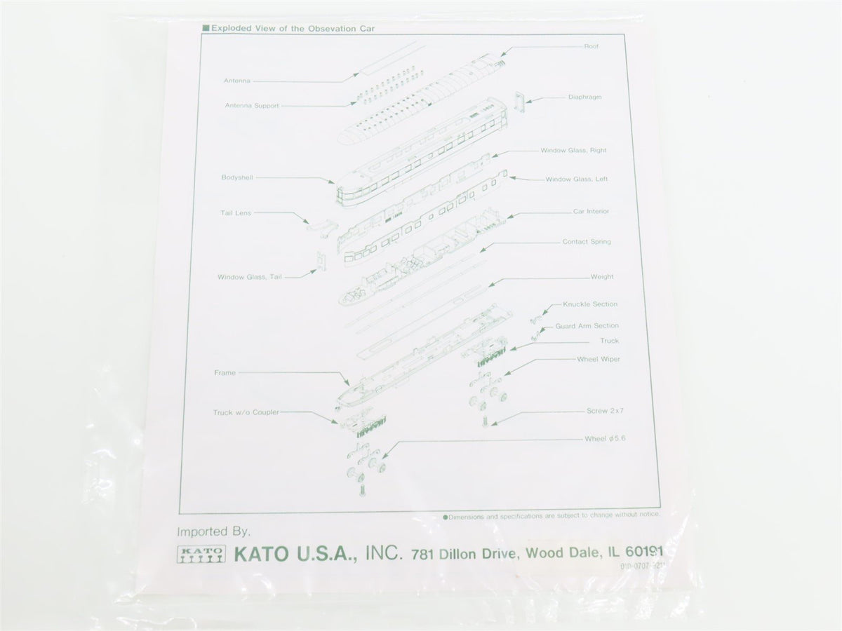 N KATO 106-019 SP Southern Pacific Daylight Smooth Side 6-Car Passenger Set