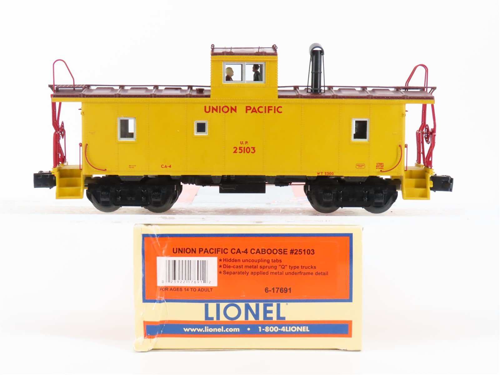 O Gauge 3-Rail Lionel 6-17691 UP Union Pacific CA-4 Caboose #25103 w/Lights