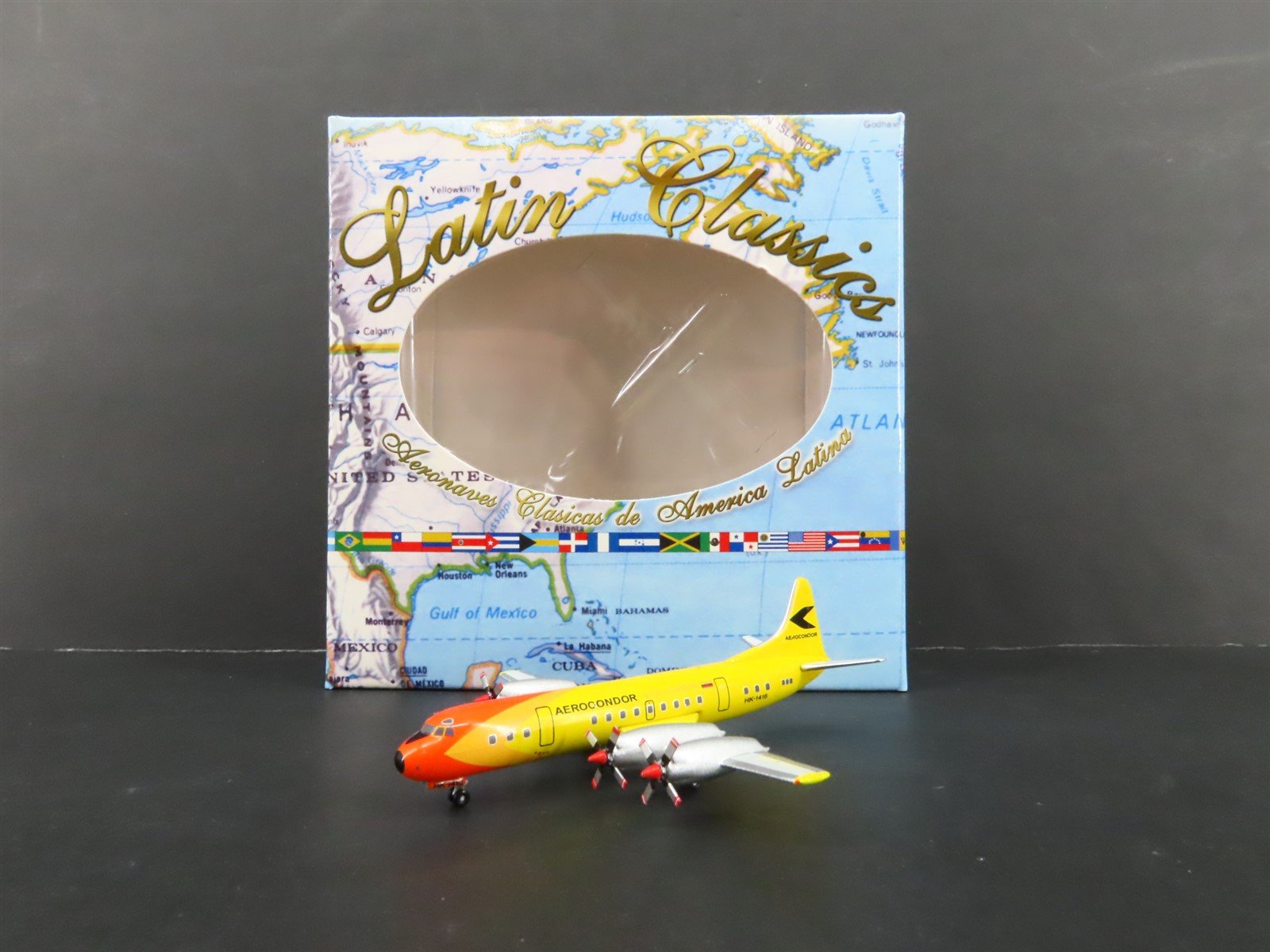 1:400 Aero/Latin Classics Die-Cast Aerocondor Electra L-188 Airliner HK-1416