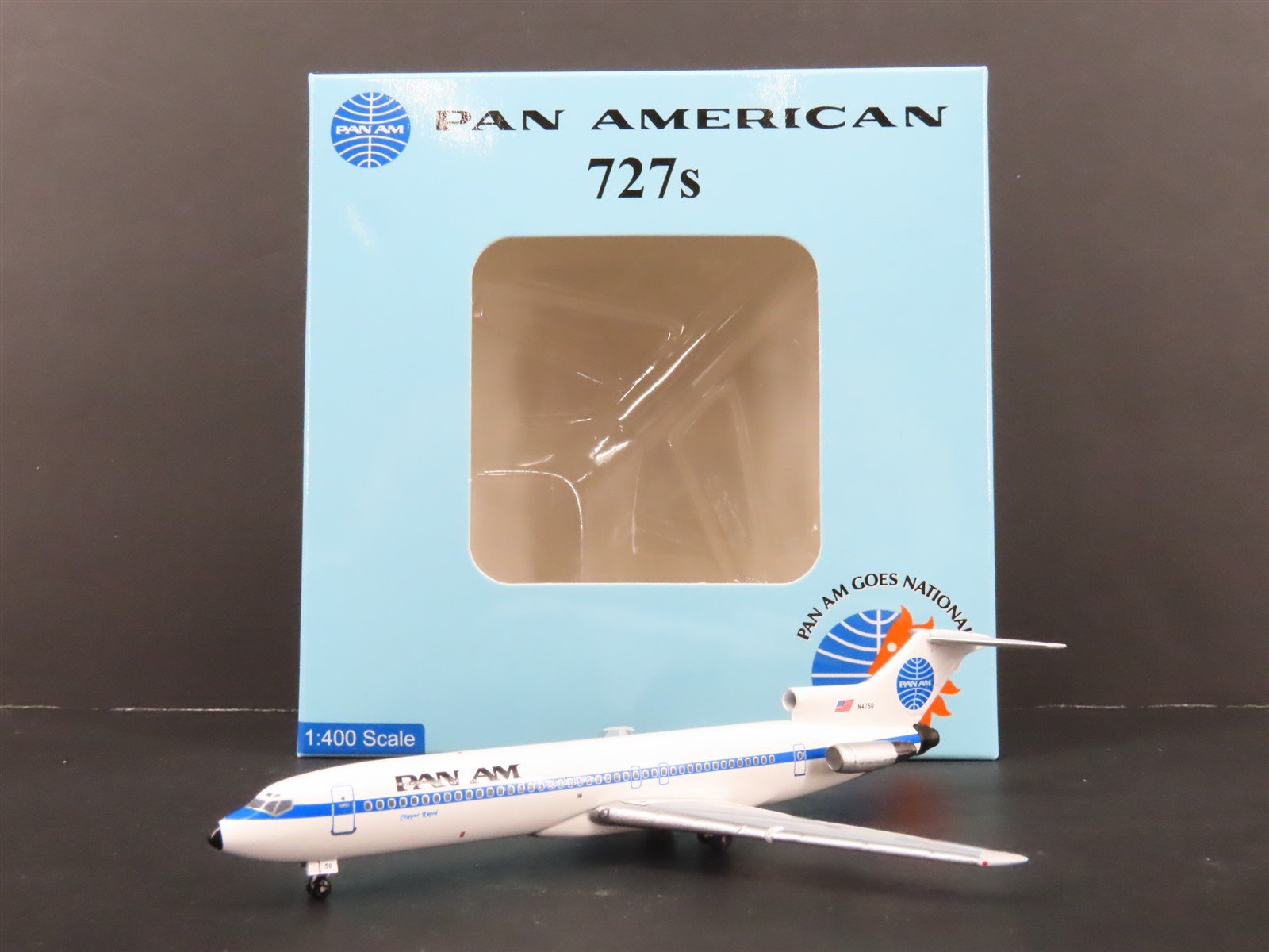 1:400 Pan American Model Co DieCast Pan Am Clipper Rapid B727-200 Airliner N4750