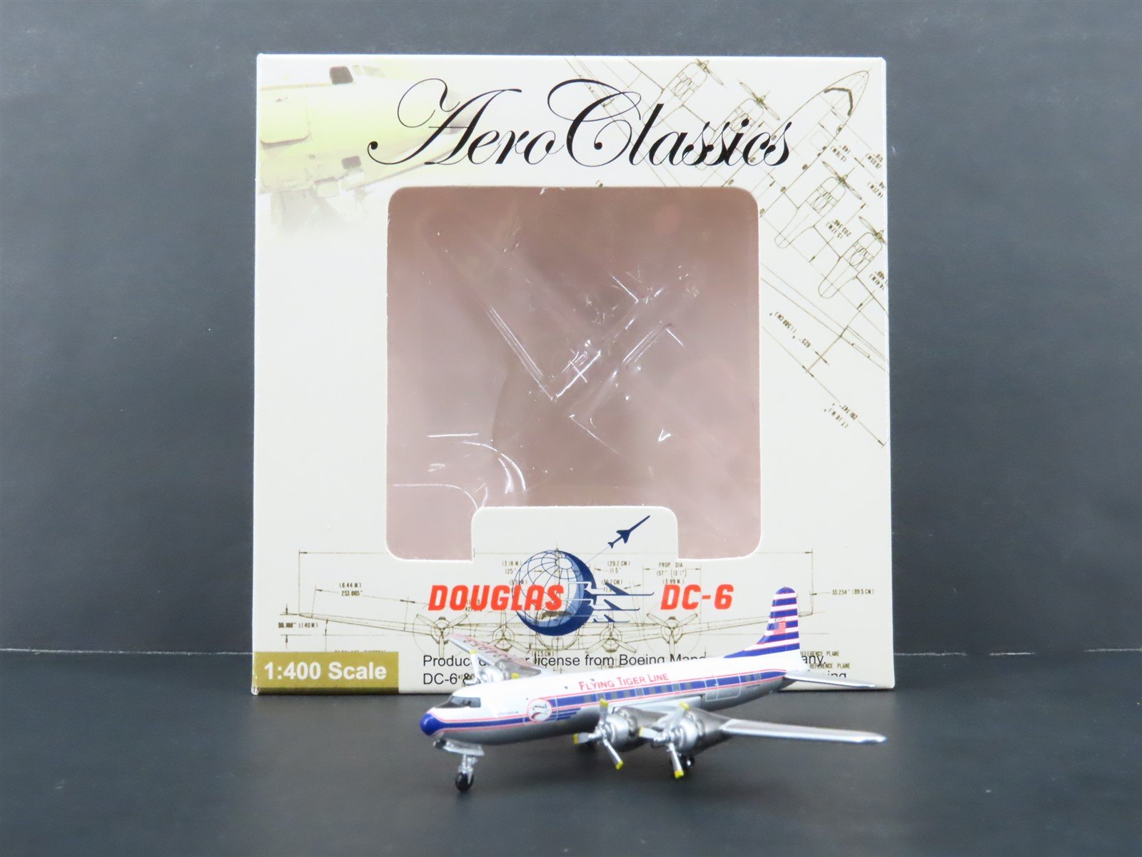 1:400 Aero Classics Die-Cast Flying Tiger Line Douglas DC-6 Airliner N34953