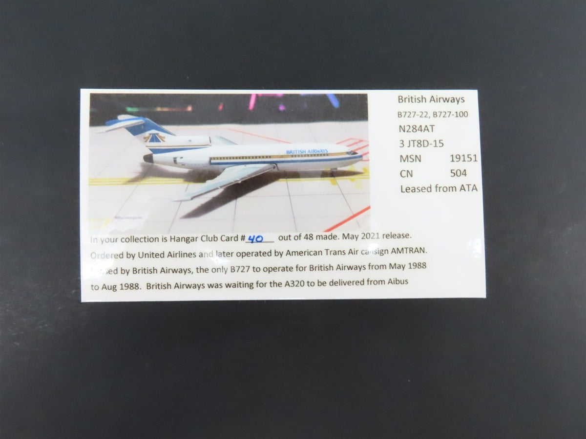 1:400 Aero Classics Hangar Club Die-Cast British Airways B727-100 Airliner