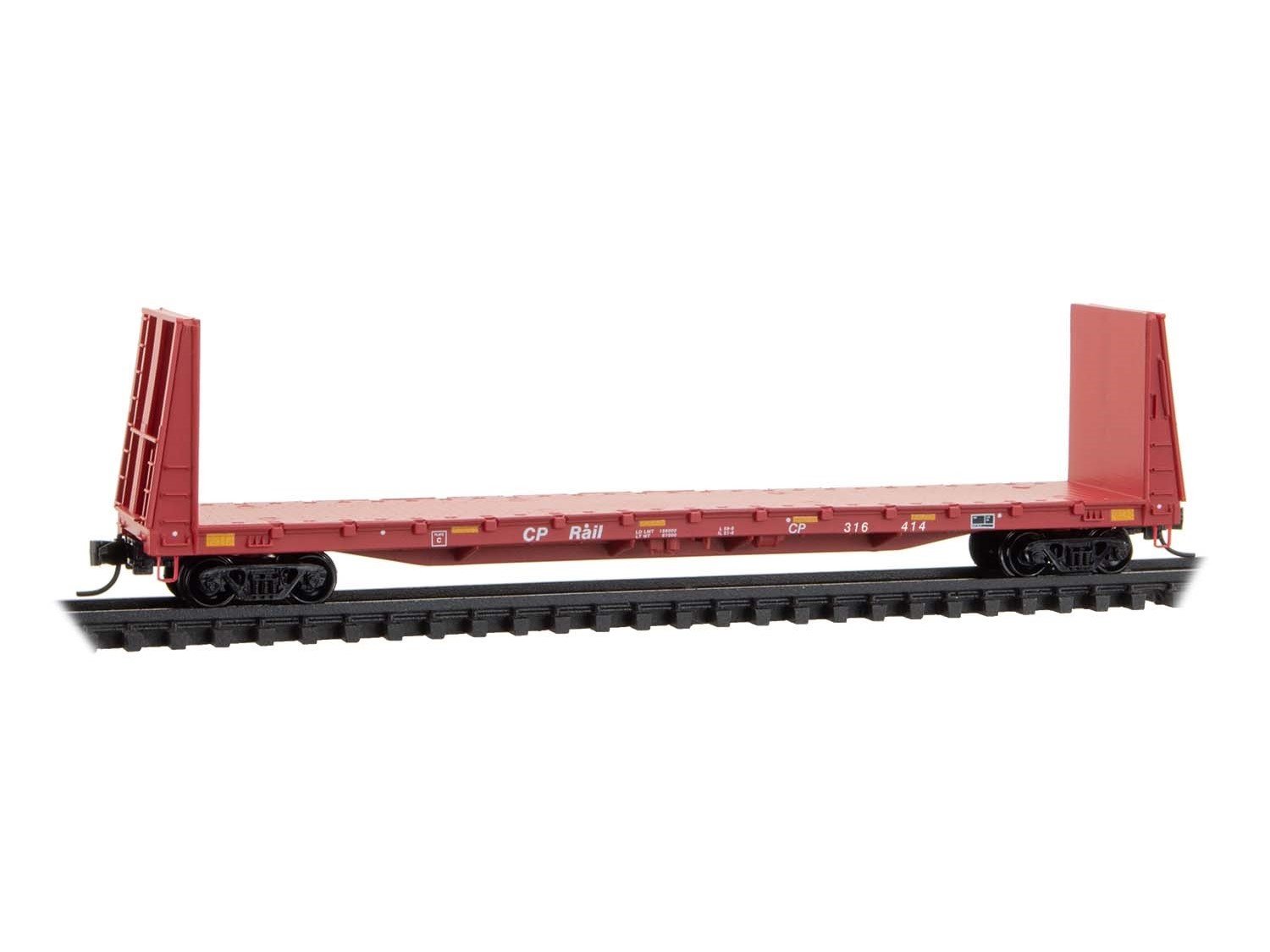 N Scale Micro-Trains MTL 05400451 CP Rail 61' Bulkhead Flat Car #316414