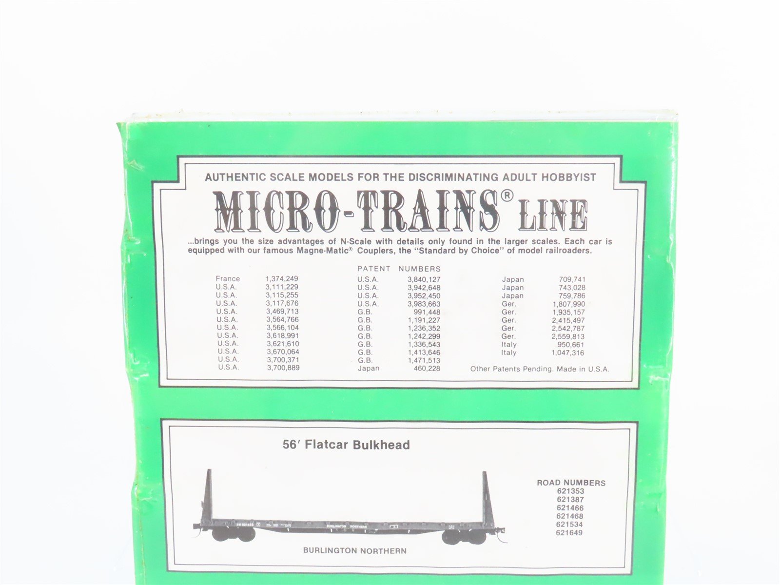 N Kadee Micro-Trains 54012 BN Burlington Northern 56' Flatcar 6 pack Sealed