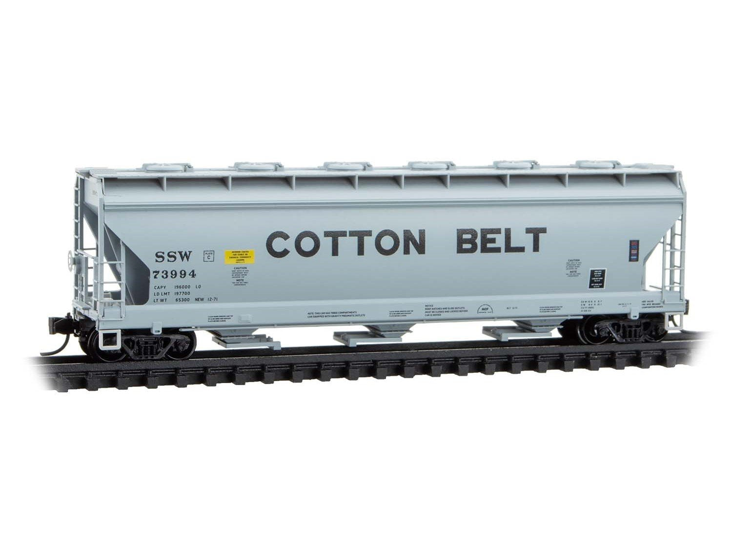 N Scale Micro-Trains MTL 09300210 SSW Cotton Belt 3-Bay Covered Hopper #73994