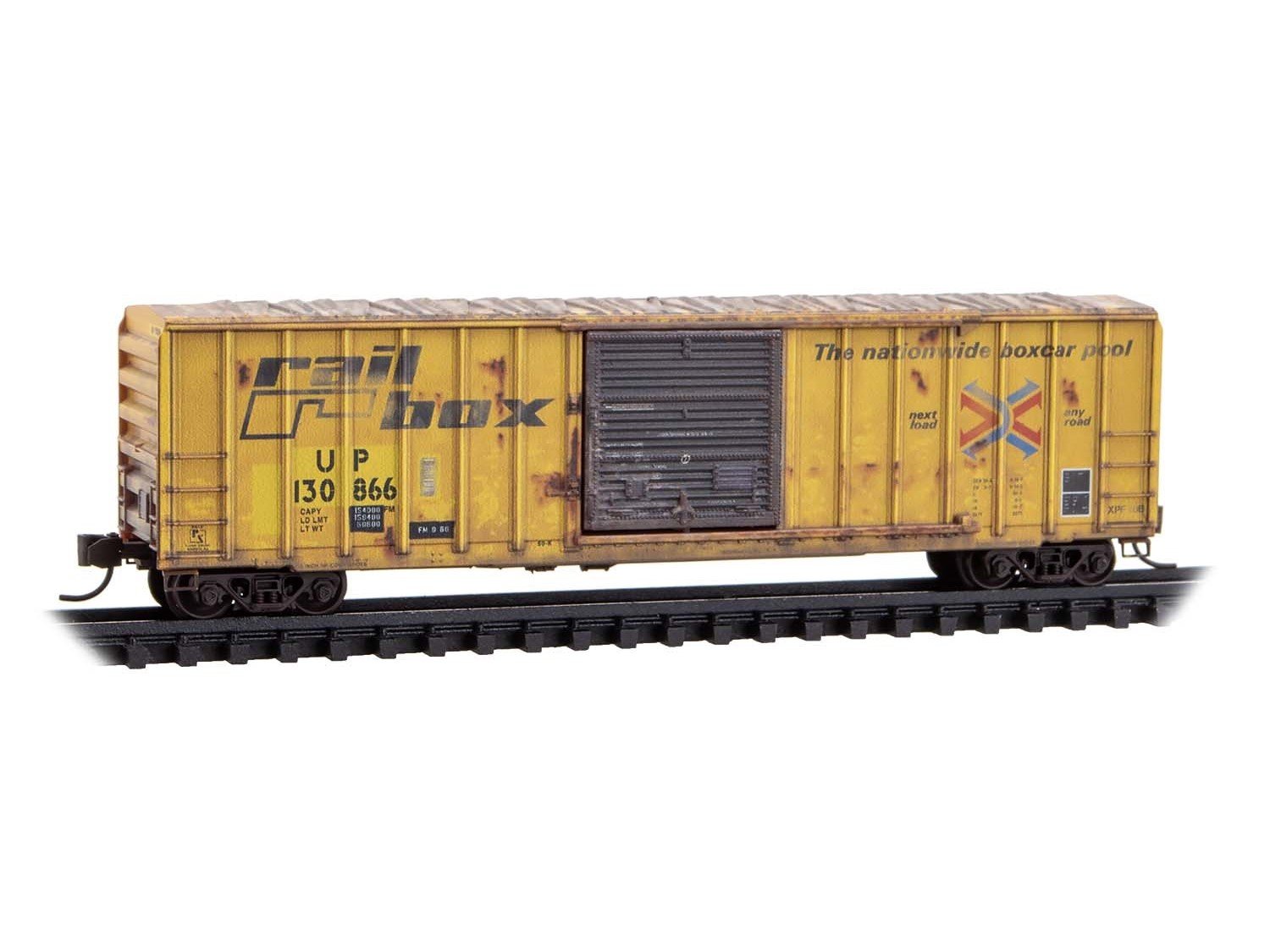 N Scale Micro-Trains MTL 02544437 UP/ex-Railbox 50' Box Car #130866 - Weathered