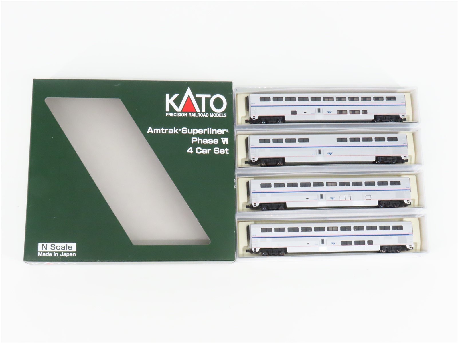 N Scale KATO 106-3515 AMTK Amtrak Phase VI Superliner I 4-Car Passenger Set A