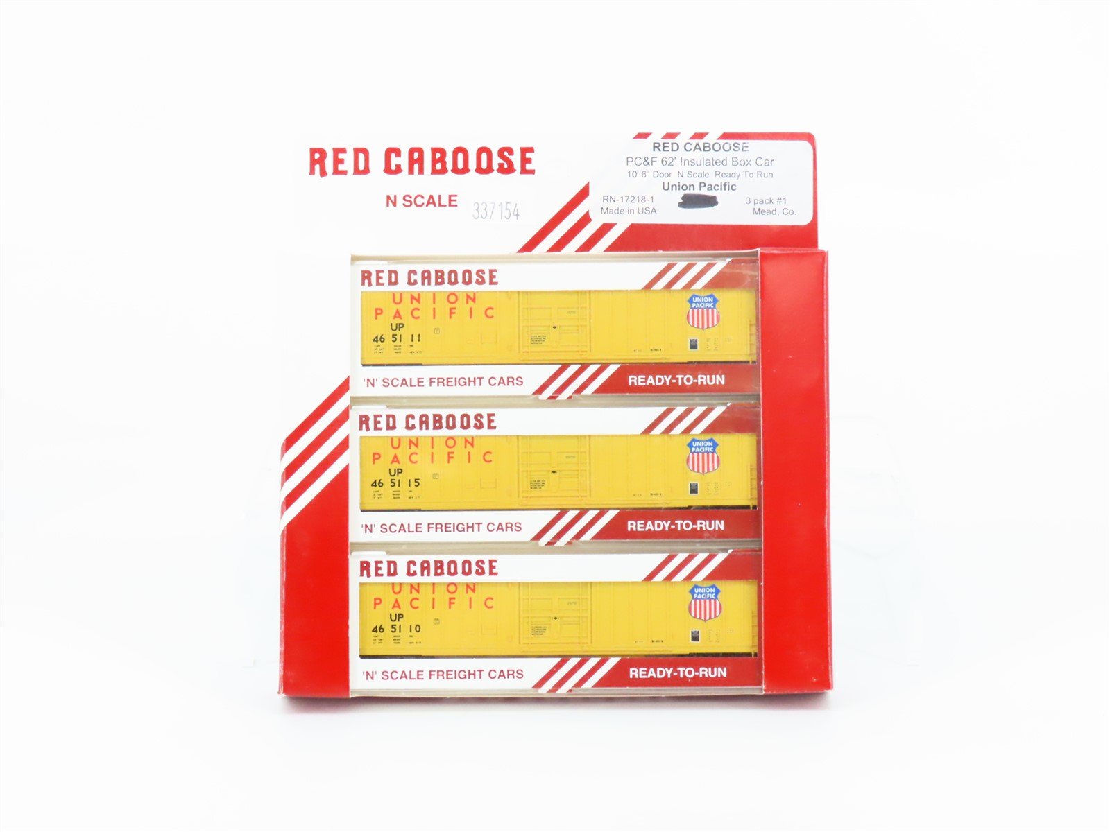 N Scale Red Caboose RN-17218-1 UP Union Pacific 62' Insulated Box Car 3 pack