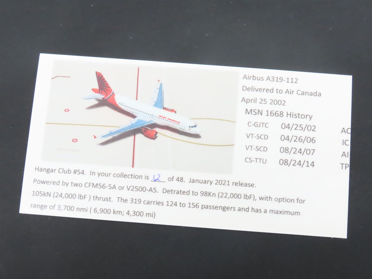 1:400 Aero Classics Baby Bus Hangar Club Die-Cast Air India Airbus A-319-112