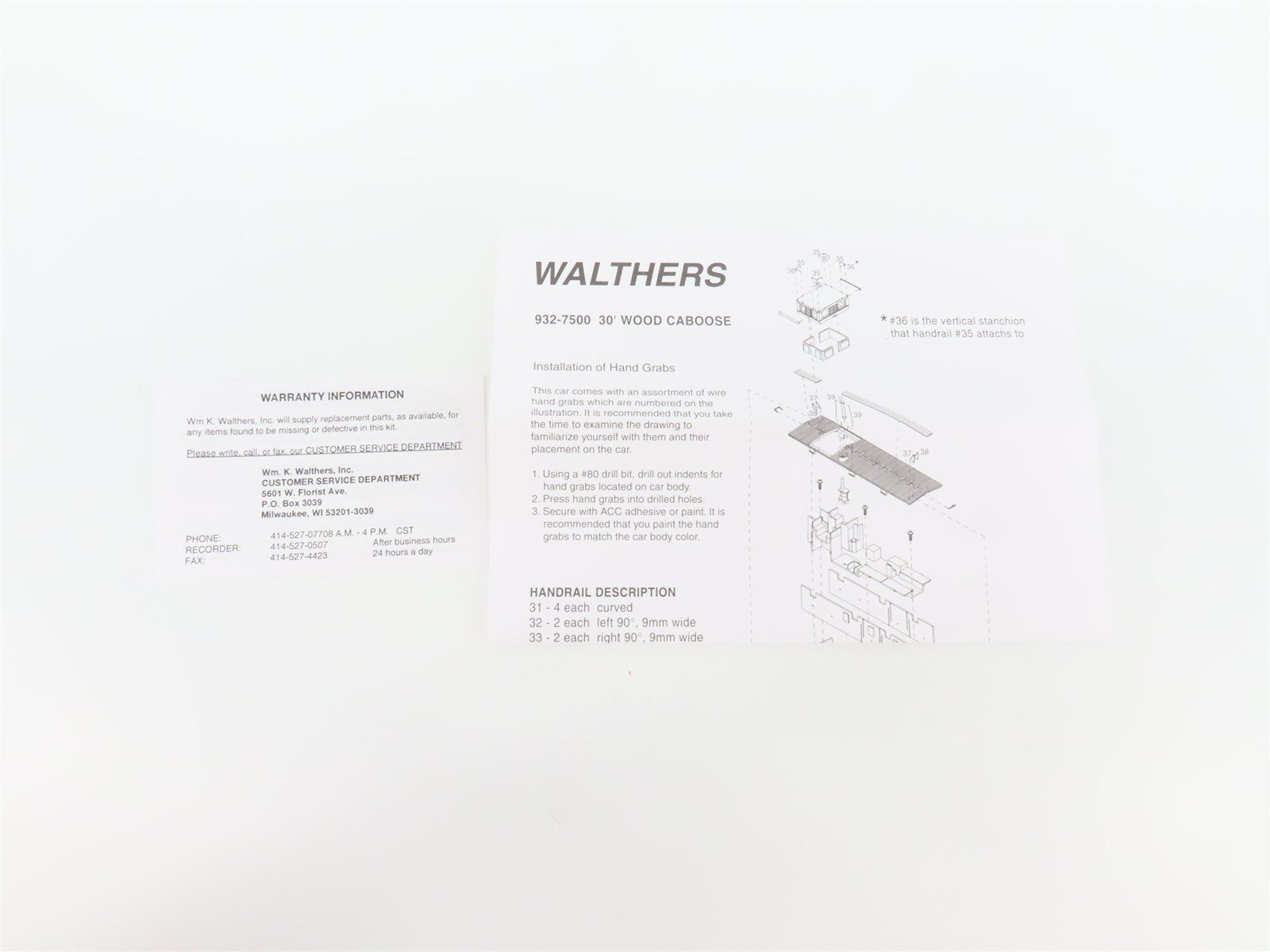 HO Scale Walthers 932-7506 CNW Chicago & North Western 30' Wood Caboose #12008