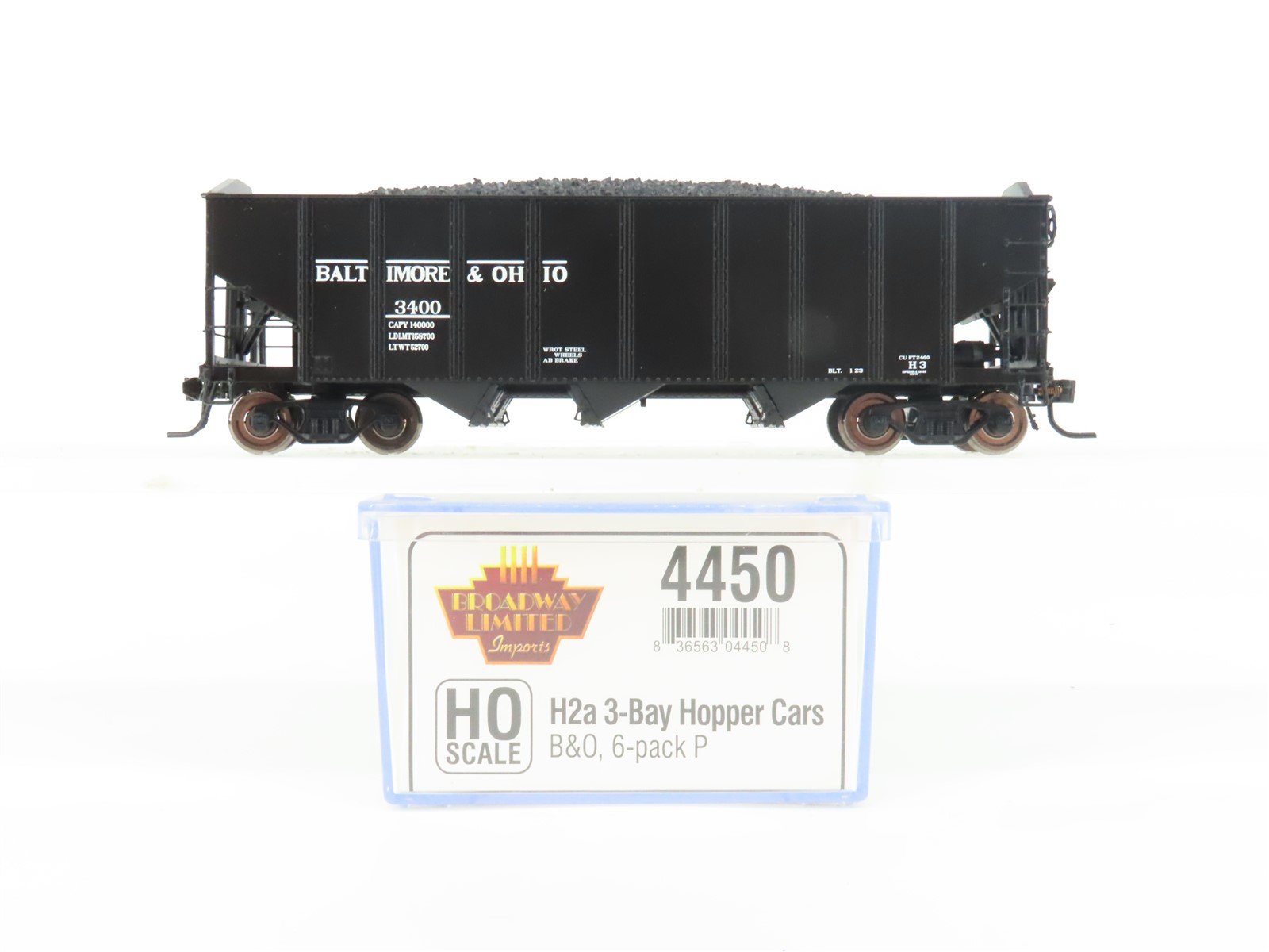 HO Scale Broadway Limited Imports 4450 B&O Baltimore & Ohio 3-Bay Hopper #3400