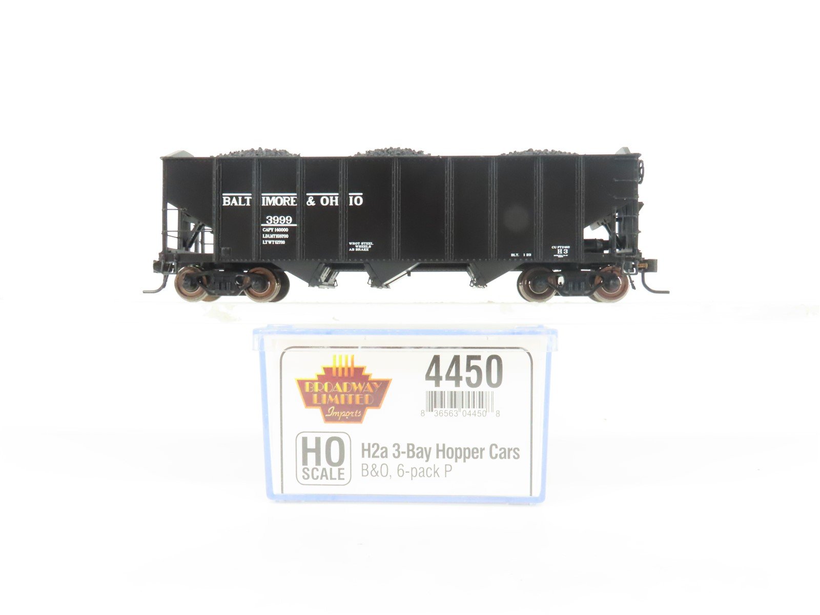 HO Scale Broadway Limited Imports 4450 B&O Baltimore & Ohio 3-Bay Hopper #3999