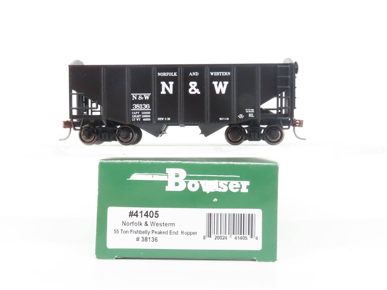 HO Scale Bowser 41405 N&W Norfolk & Western 2-Bay Hopper #38136