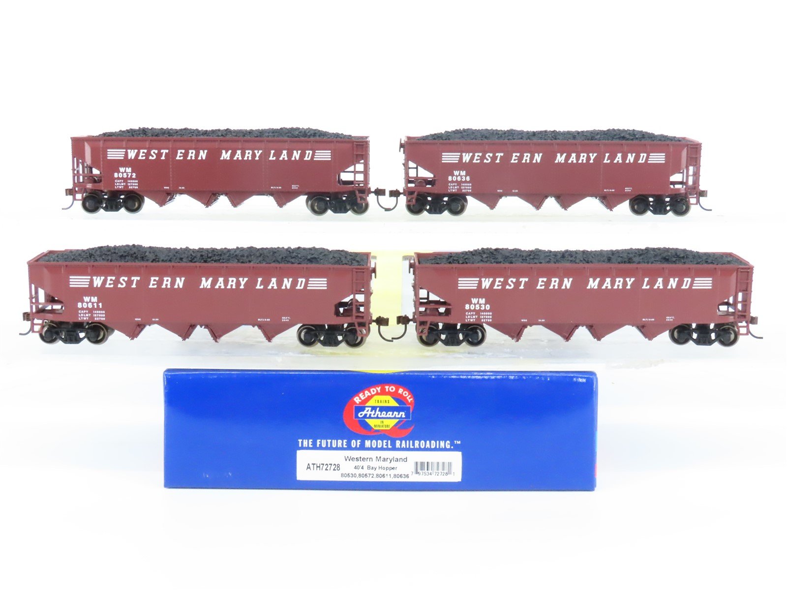 HO Scale Athearn ATH72728 WM Western Maryland 4-Bay Coal Hopper 4-Pack