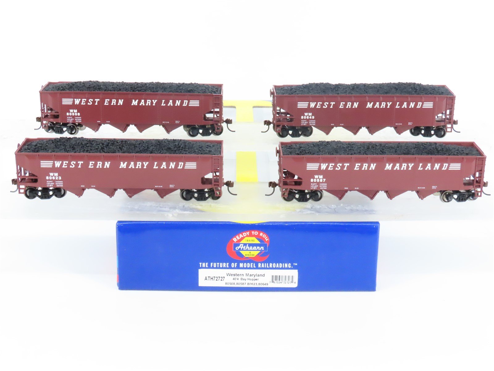 HO Scale Athearn ATH72727 WM Western Maryland 4-Bay Coal Hopper 4-Pack