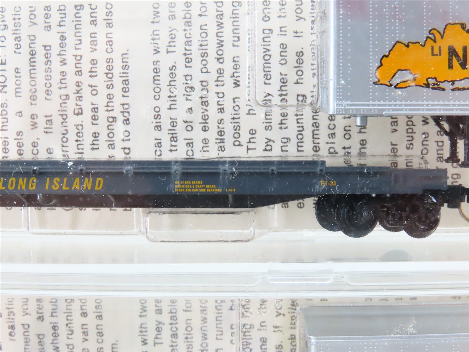 N Kadee Micro-Trains MTL LINT Long Island NTrak Flat Car & Trailer 2-Pack Sealed