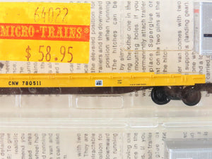 N Scale Kadee Micro-Trains MTL 64022 CNW Flat Car w/ Trailer 3-Pack Sealed