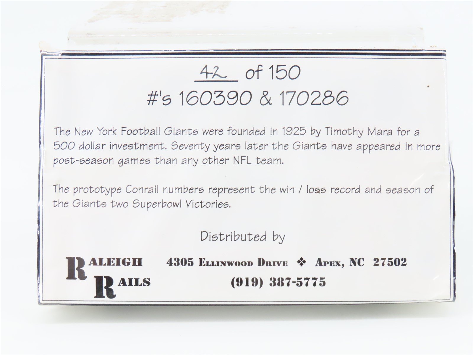 N Micro-Trains MTL Raleigh Rails CR Conrail NY Giants Box Car 2-Pack Sealed