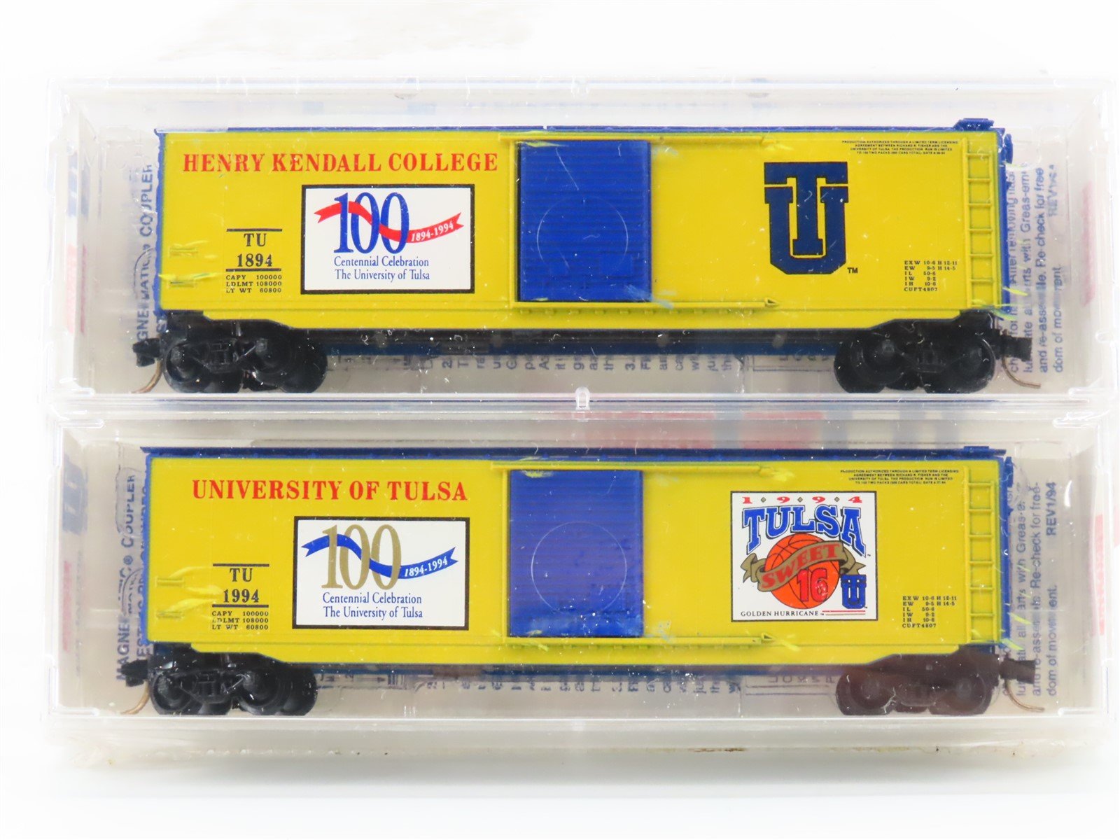 N Micro-Trains MTL TU University of Tulsa Centennial Box Car 2-Pack Sealed
