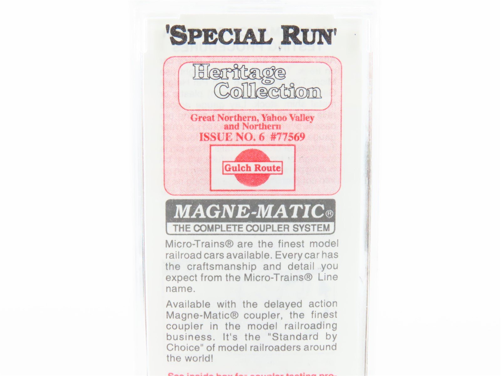 N Micro-Trains MTL Heritage Collection #6 GGYV&N Gulch Route Box Car #77569