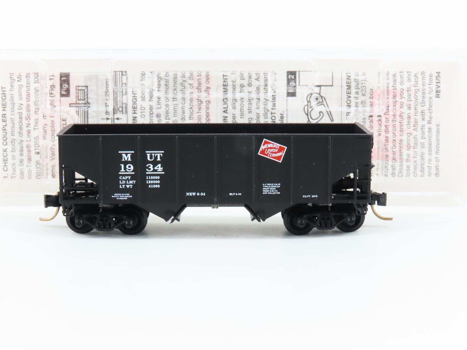 N Scale Micro-Trains MTL MUT Milwaukee Union Terminal 2-Bay Hopper #1934