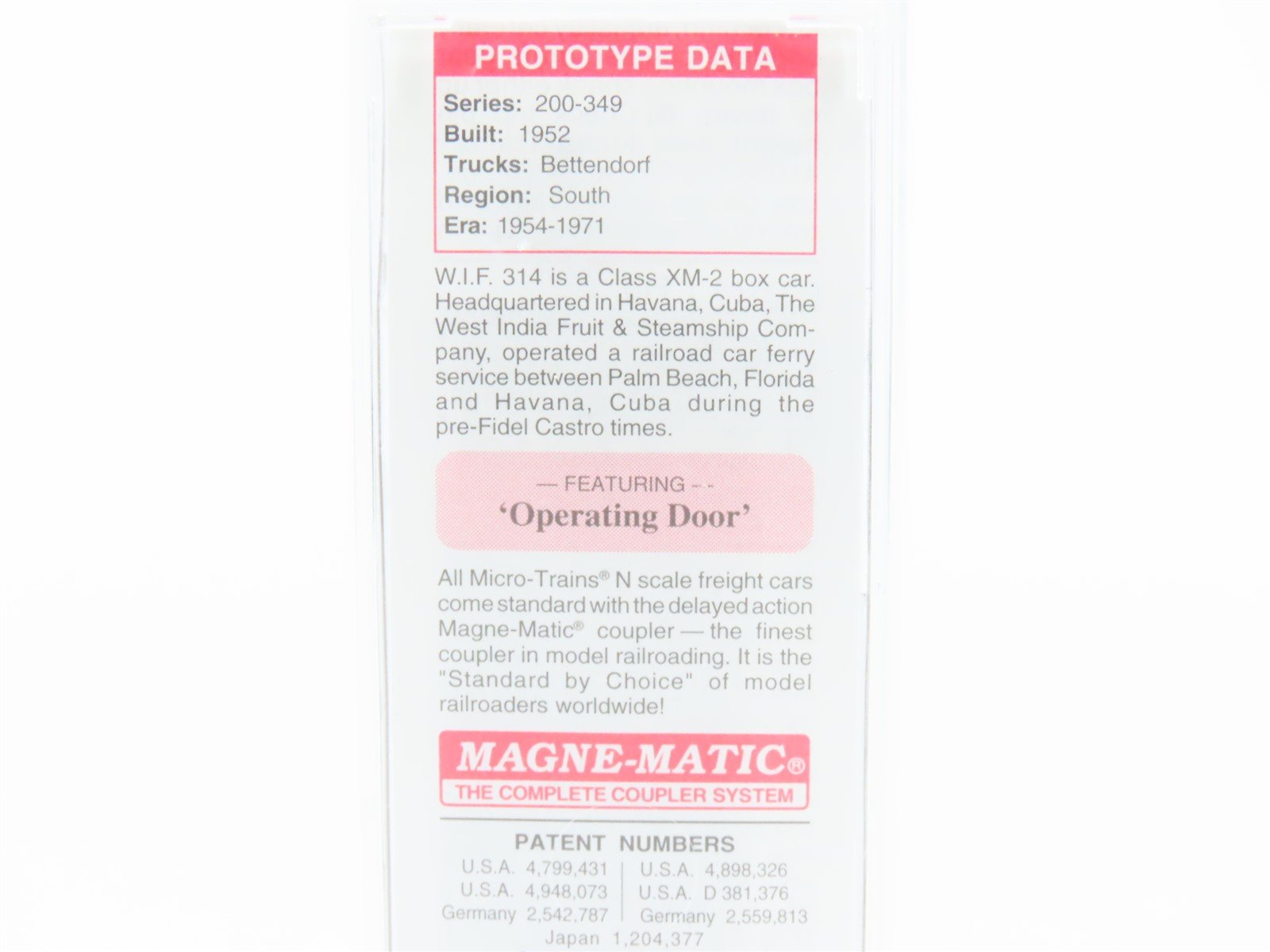 N Scale Micro-Trains MTL 20370 WIF West India Fruit & Steamship Co Boxcar 314