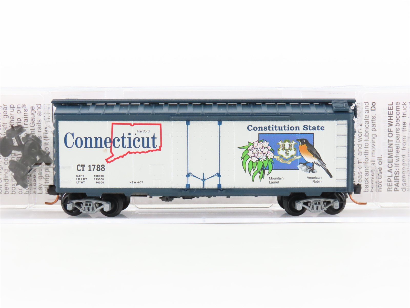 N Scale Micro-Trains MTL 02100412 CT Connecticut State Plug Door Box Car 1788