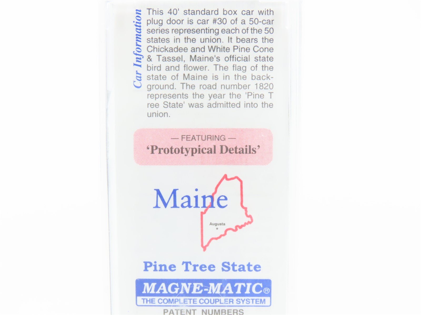 N Scale Micro-Trains MTL 02100394 ME Maine State 40' Plug Door Box Car 1820