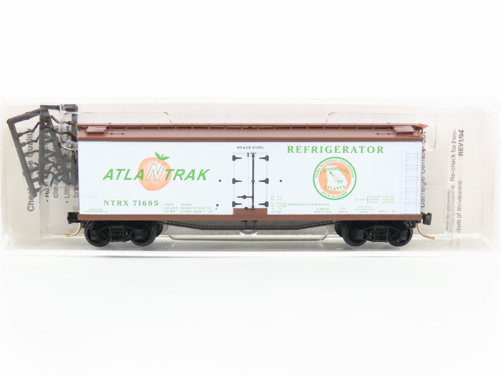 N Scale Micro-Trains MTL NTRX AtlaNtrak Crossroads Atlanta '95 Reefer #71695