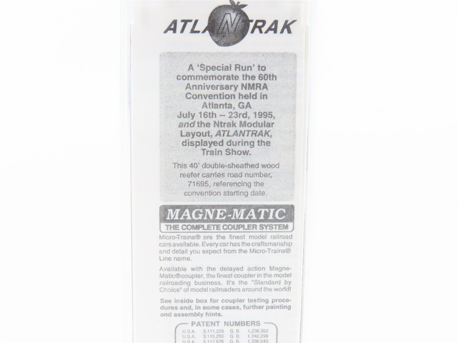 N Scale Micro-Trains MTL NTRX AtlaNtrak Crossroads Atlanta '95 Reefer #71695