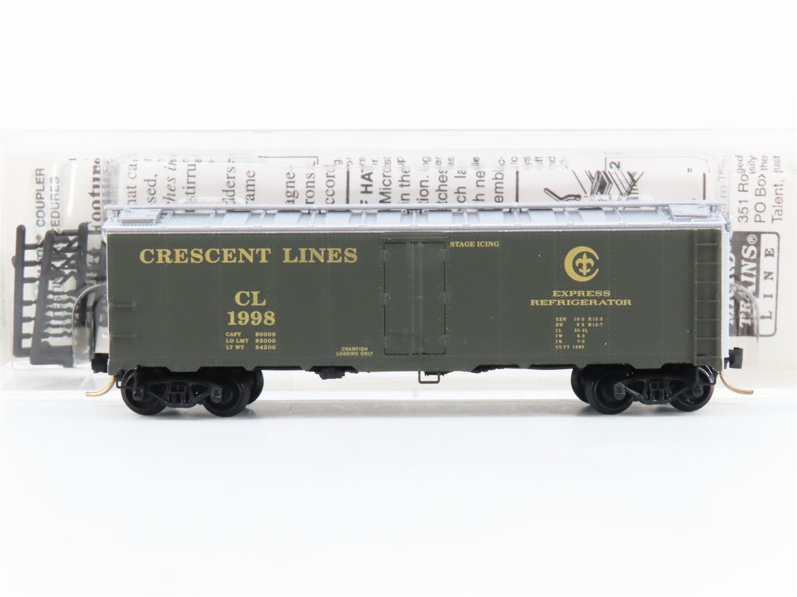 N Scale Micro-Trains MTL CL Crescent Lines Lone Star Region Reefer #1998