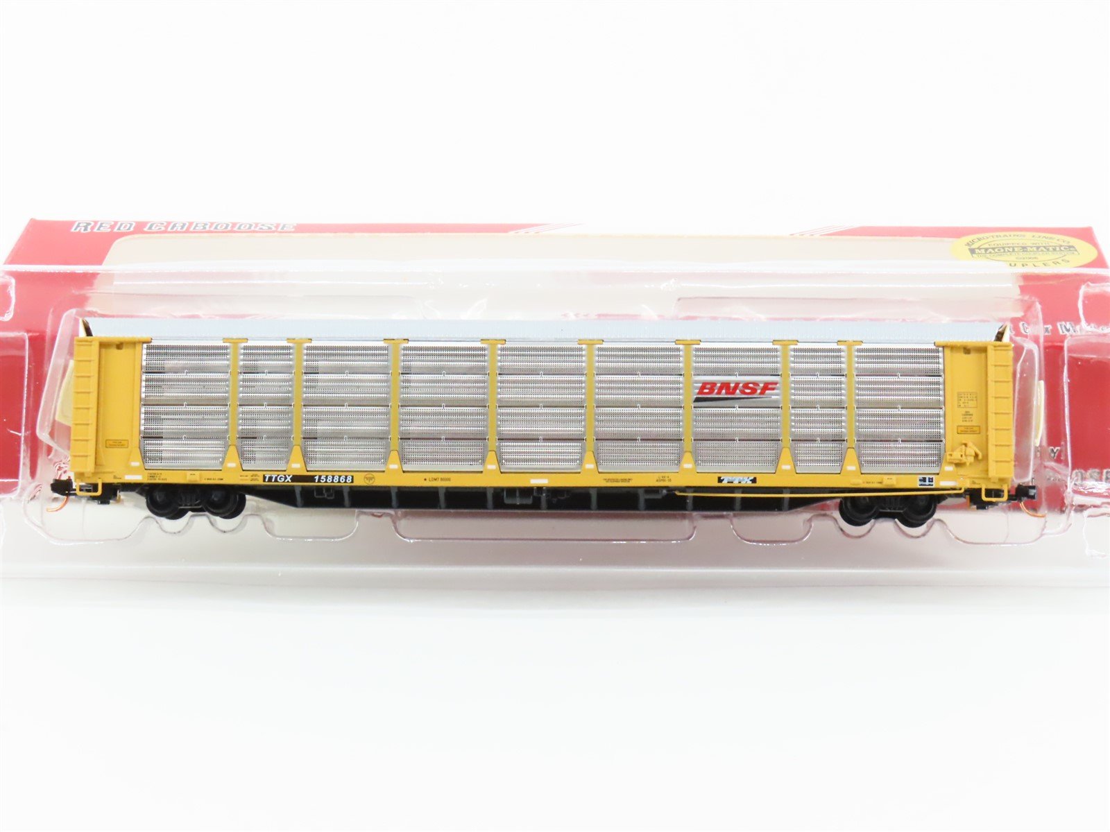 N Scale Red Caboose BLW RM-19202-2 TTGX BNSF Railway Bi-Level Auto Rack #158868