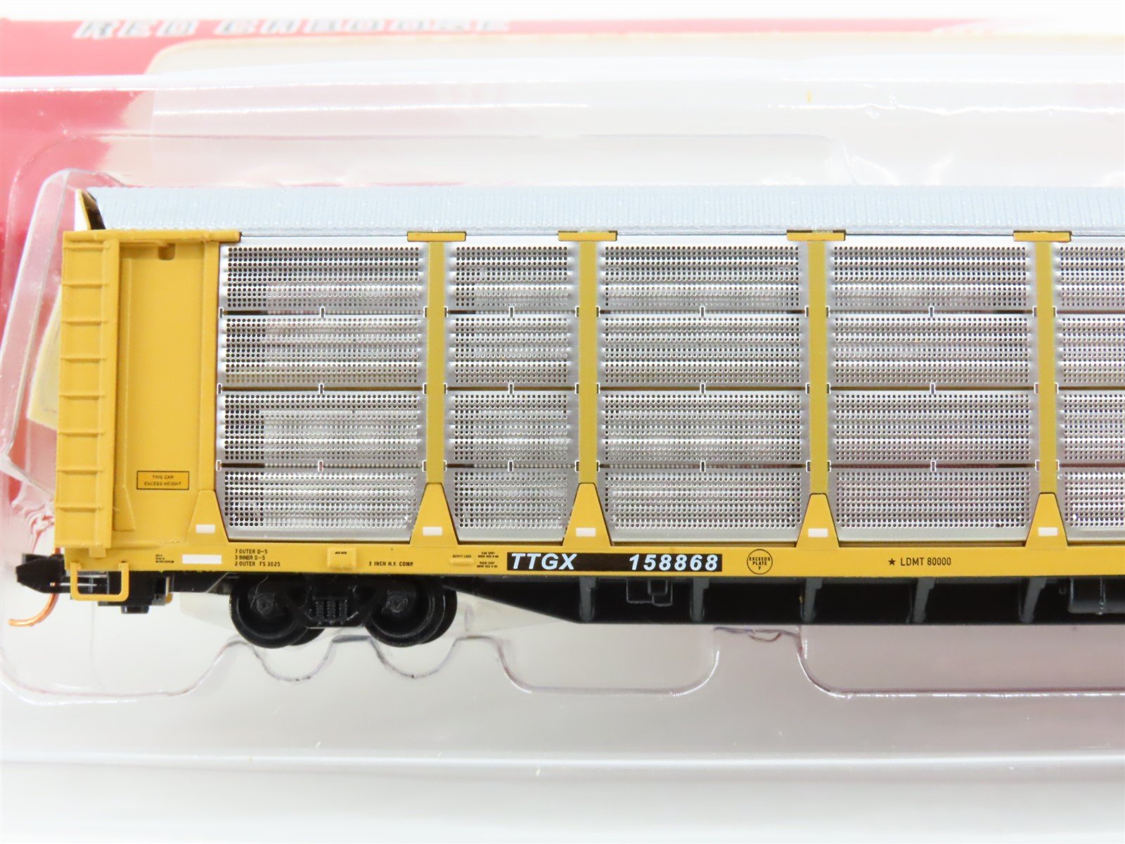 N Scale Red Caboose BLW RM-19202-2 TTGX BNSF Railway Bi-Level Auto Rack #158868