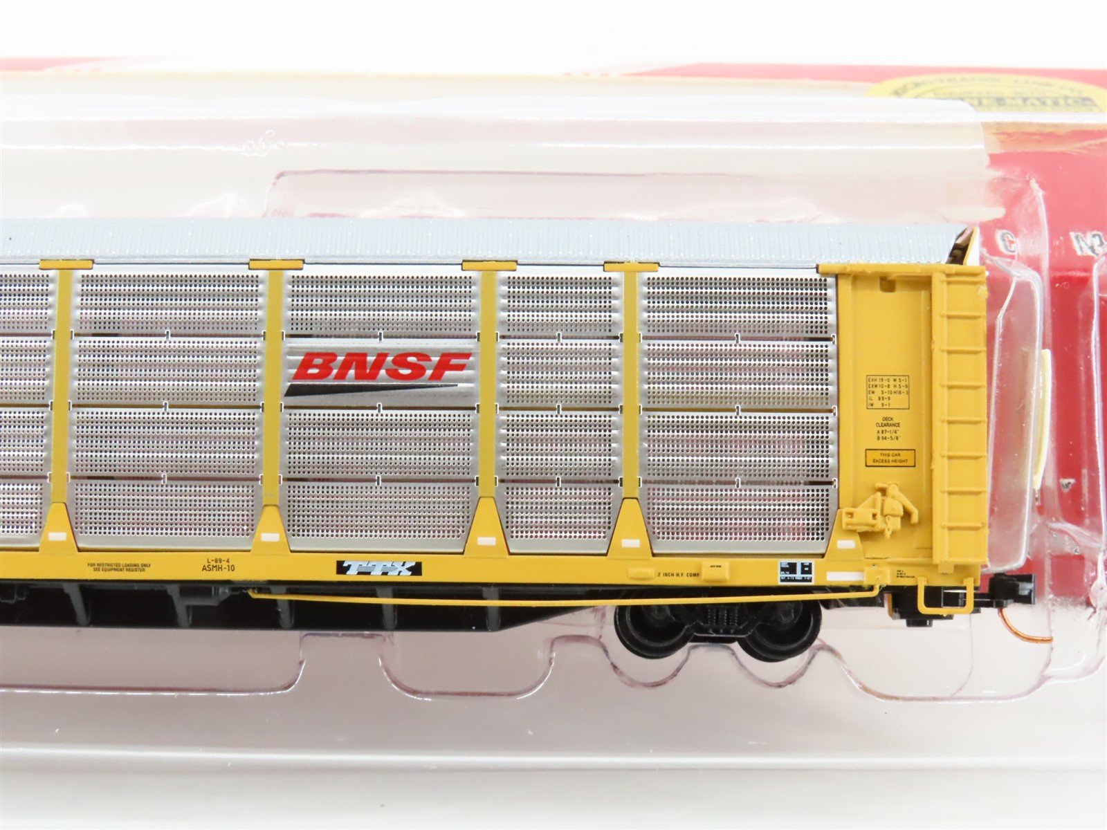 N Scale Red Caboose BLW RM-19202-2 TTGX BNSF Railway Bi-Level Auto Rack #158868