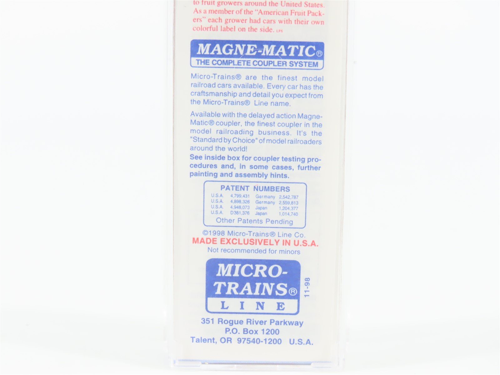 N Micro-Trains MTL AFPX Northwest Fruit Growers Independent Fruits Reefer 10238