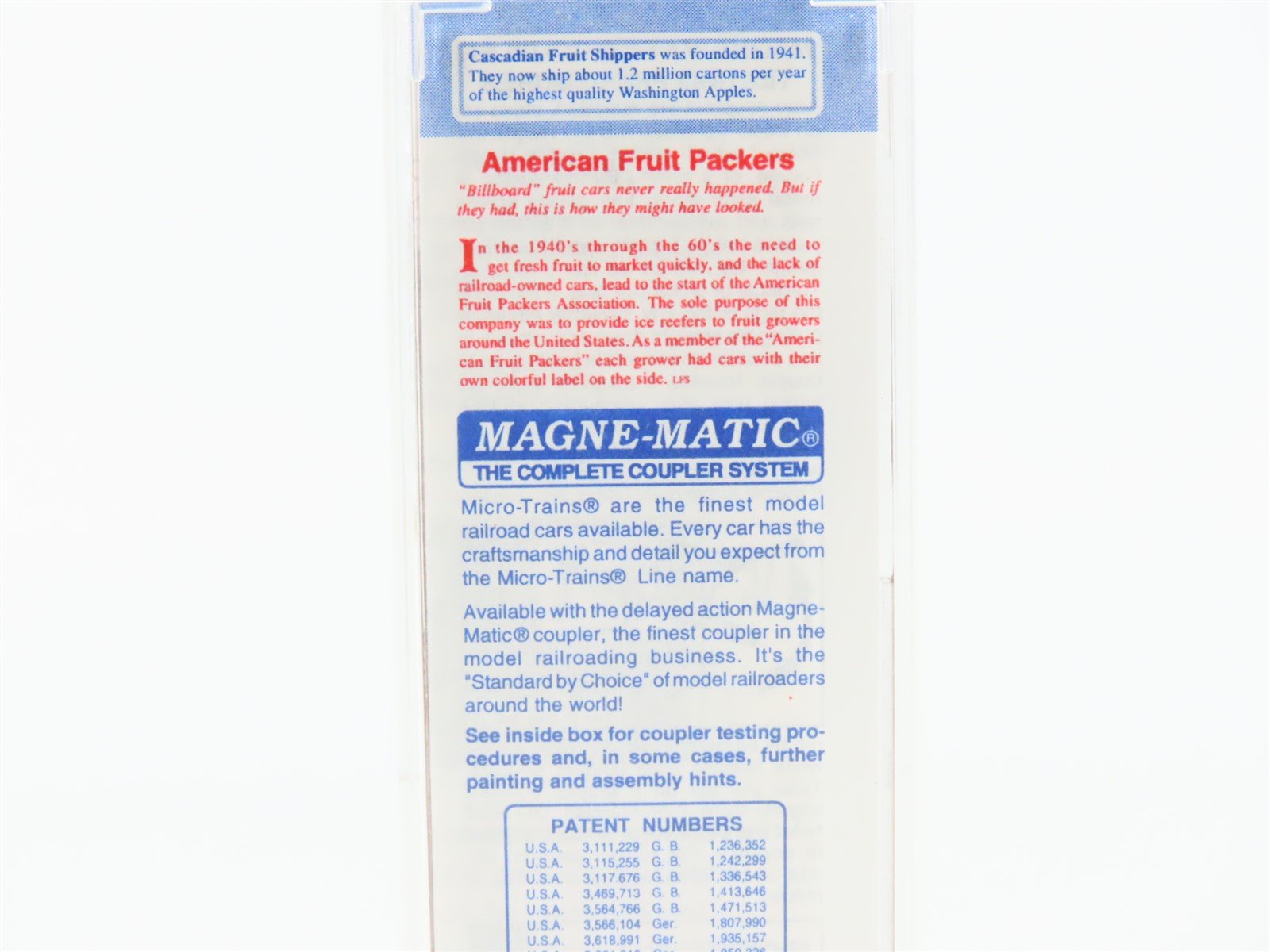 N Micro-Trains MTL AFPX Northwest Fruit Growers Cascadian Apples Reefer 10147