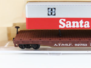 N Scale Atlas 37751 ATSF Santa Fe Piggy Back Flat Car #92753 w/ 40' Trailer