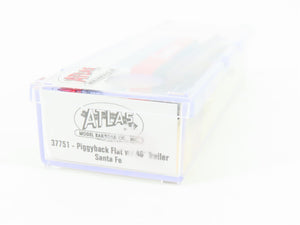N Scale Atlas 37751 ATSF Santa Fe Piggy Back Flat Car #92753 w/ 40' Trailer