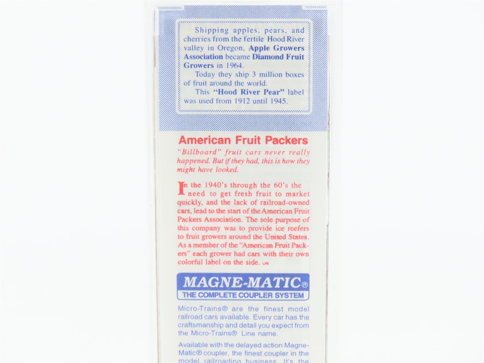 N Micro-Trains MTL AFPX Northwest Fruit Growers Hood River Pears Reefer 11478