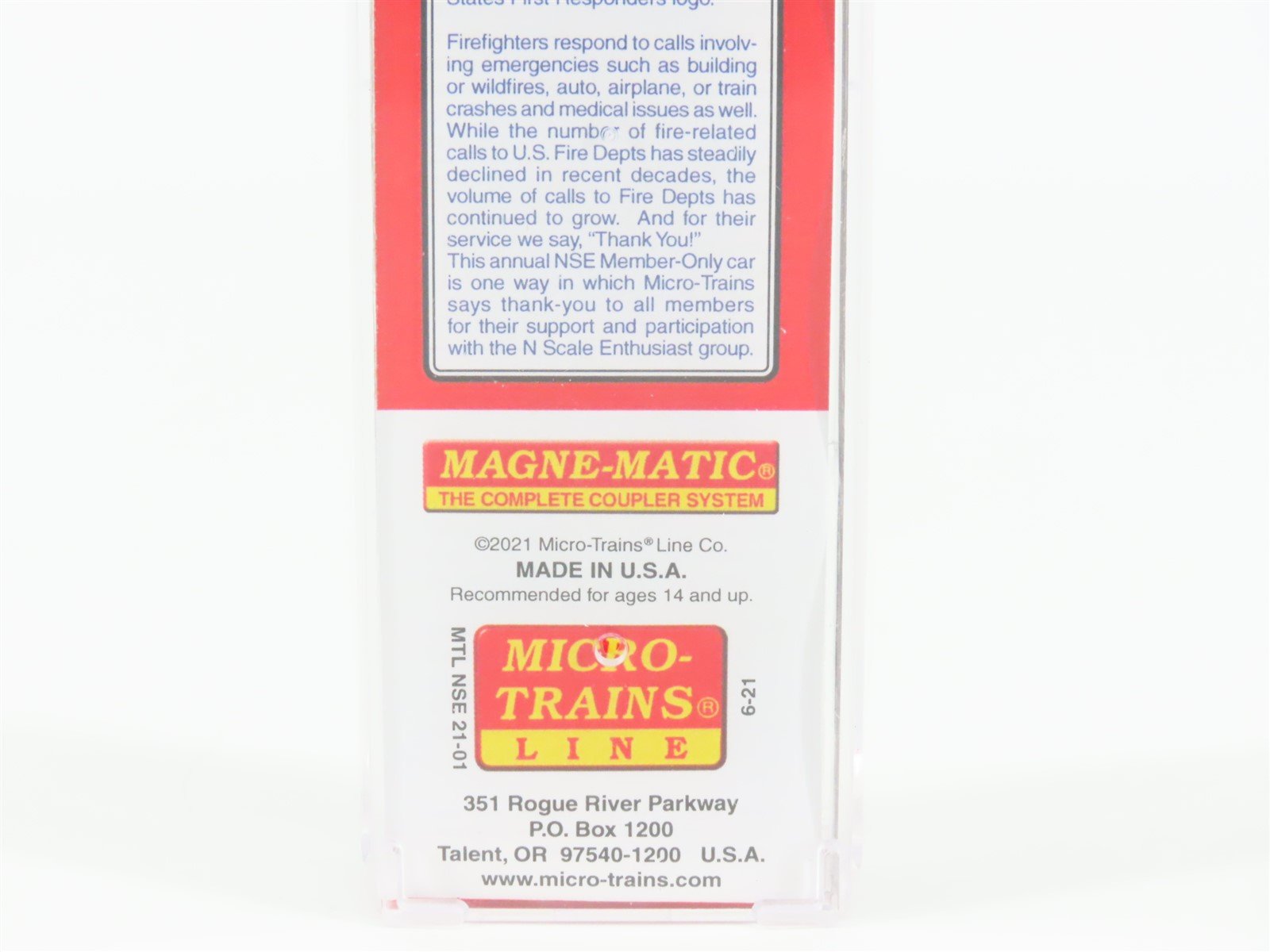 N Micro-Trains MTL NSE 21-01 USFR First Responders Tribute Fire Fighters Box Car