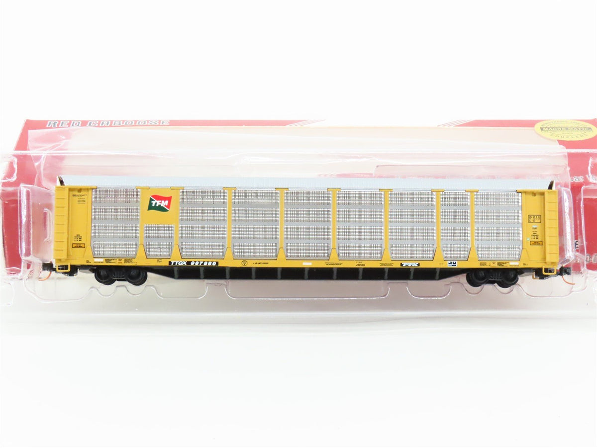 N Scale Red Caboose RM-19013-4 TTGX TFM Bi-Level Auto Rack #987860