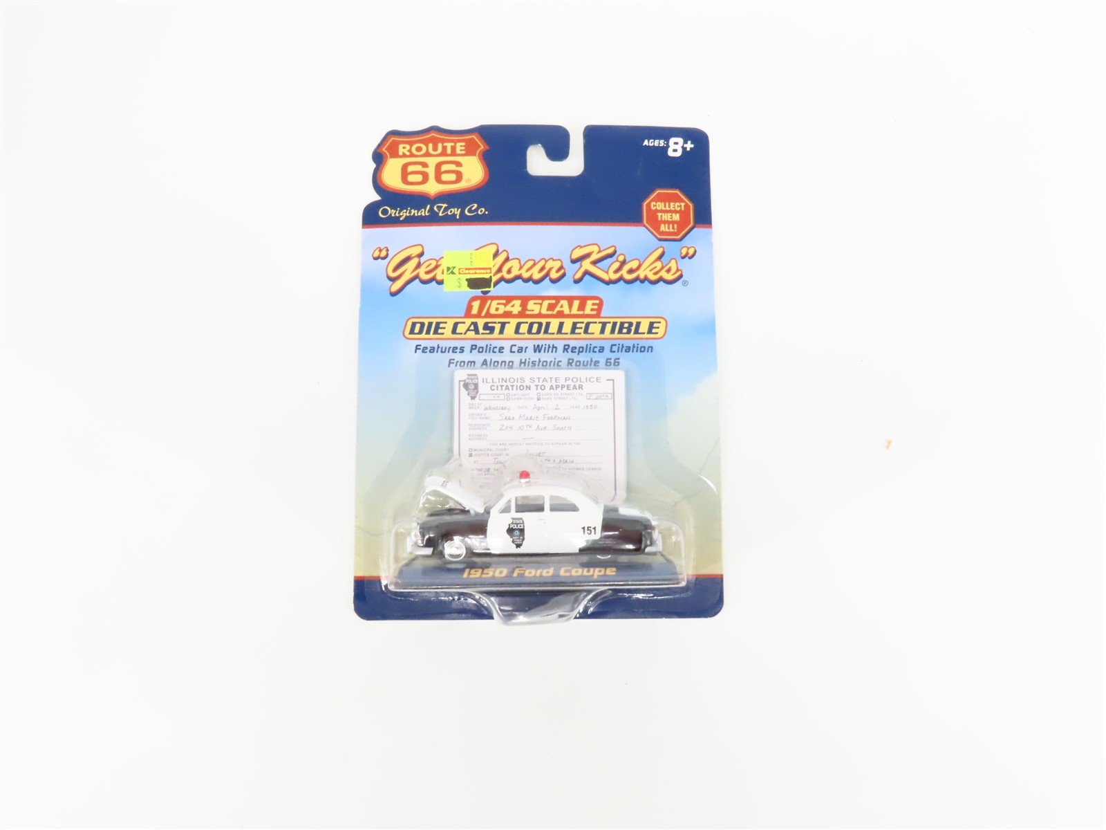 1:64 Scale Route 66 Die-Cast 1950 Ford Coupe Illinois State Police Car