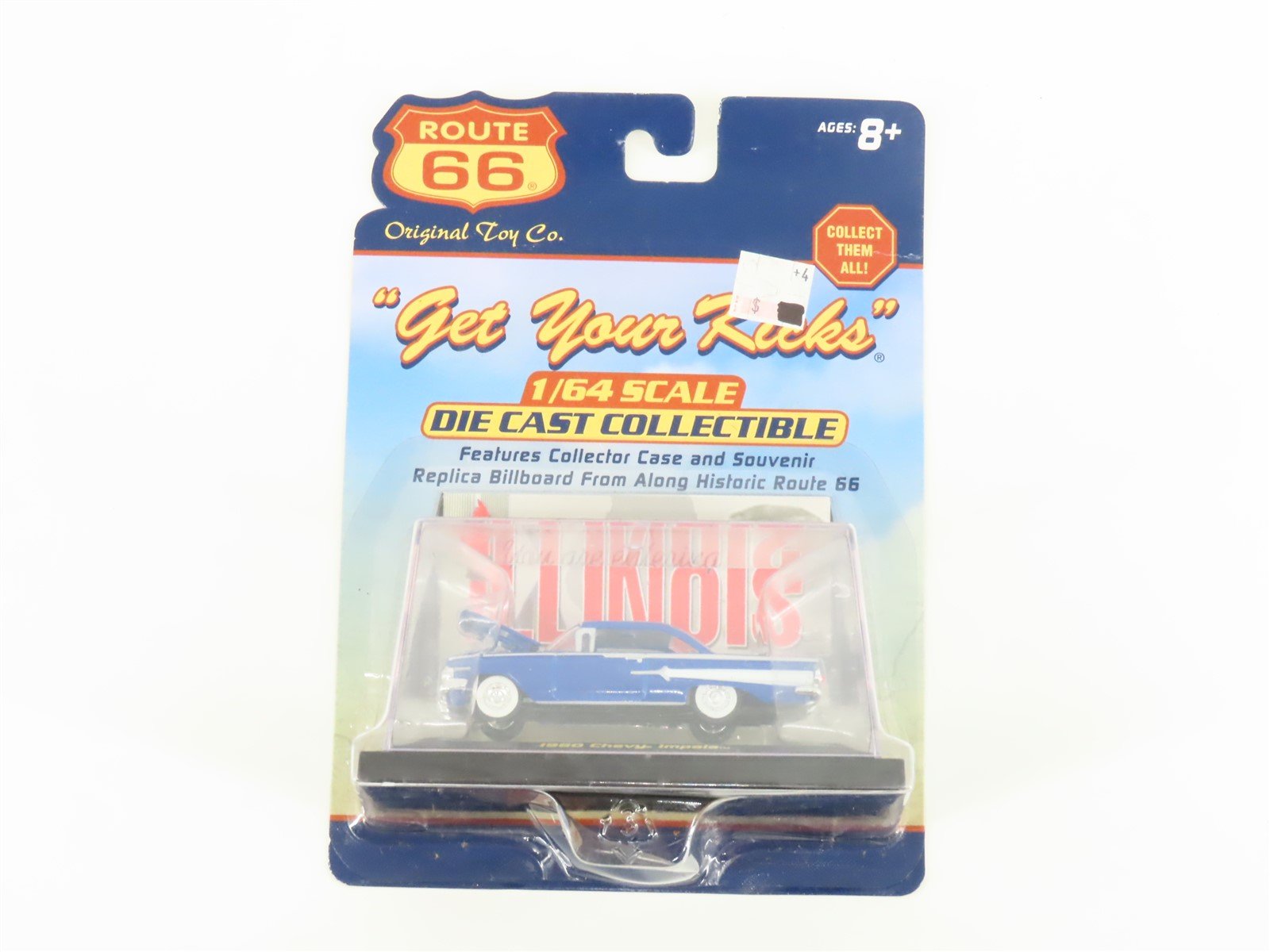 1:64 Scale Route 66 Die-Cast 1960 Chevy Impala Car w/Illinois Sign