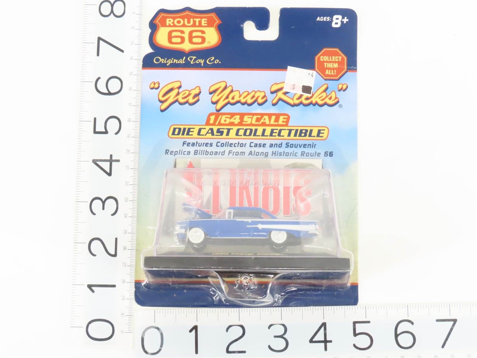 1:64 Scale Route 66 Die-Cast 1960 Chevy Impala Car w/Illinois Sign