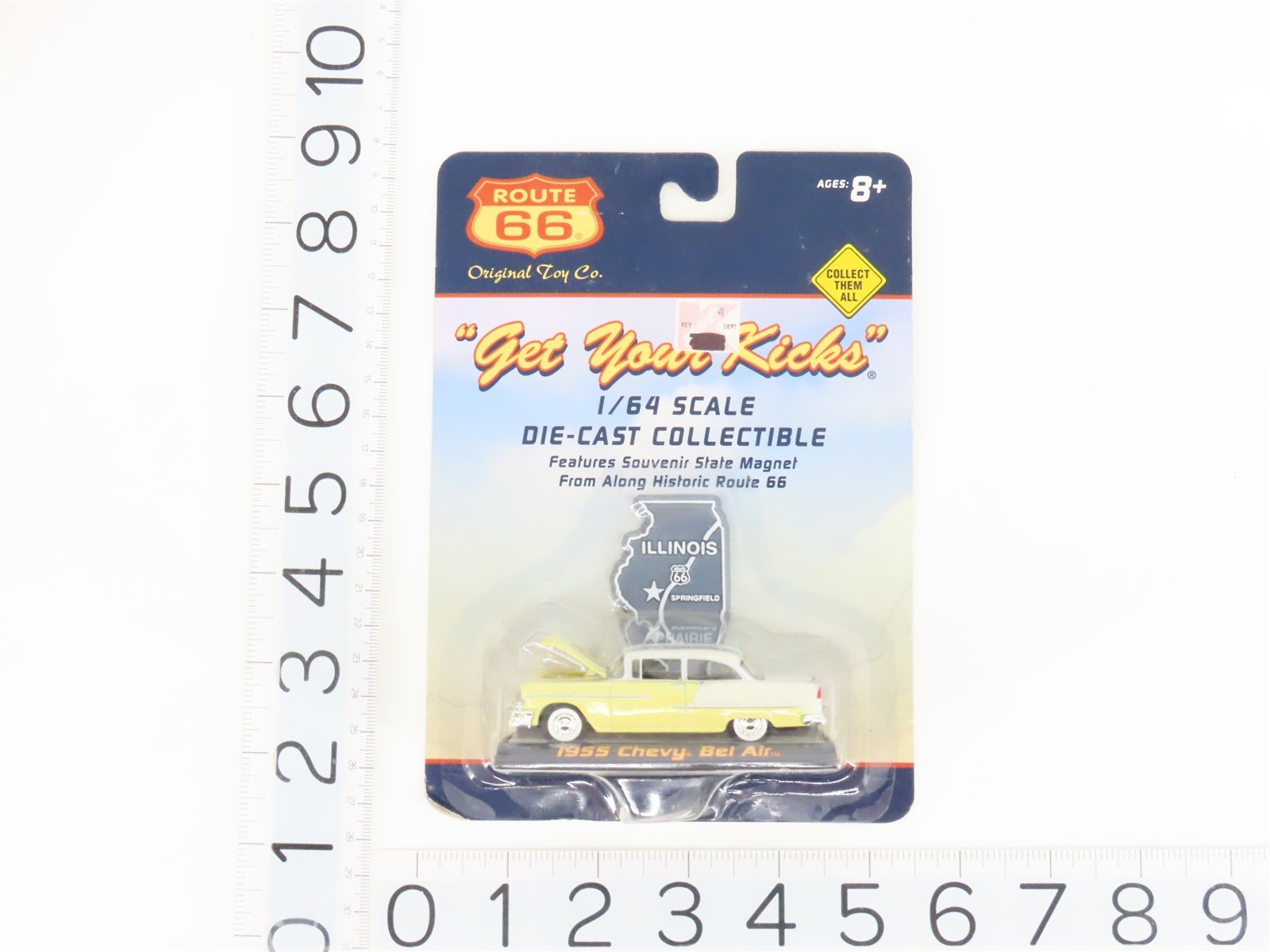 1:64 Scale Route 66 Die-Cast 1955 Chevy Bel Air Car w/Illinois Magnet