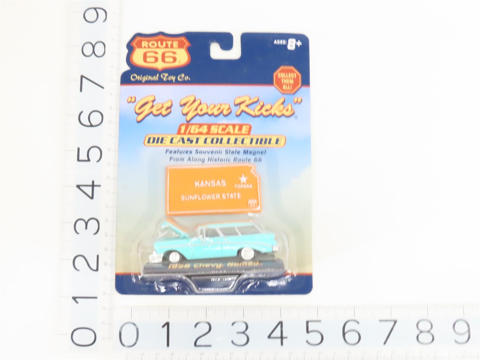 1:64 Scale Route 66 Die-Cast 1956 Chevy Nomad Car w/Kansas Magnet