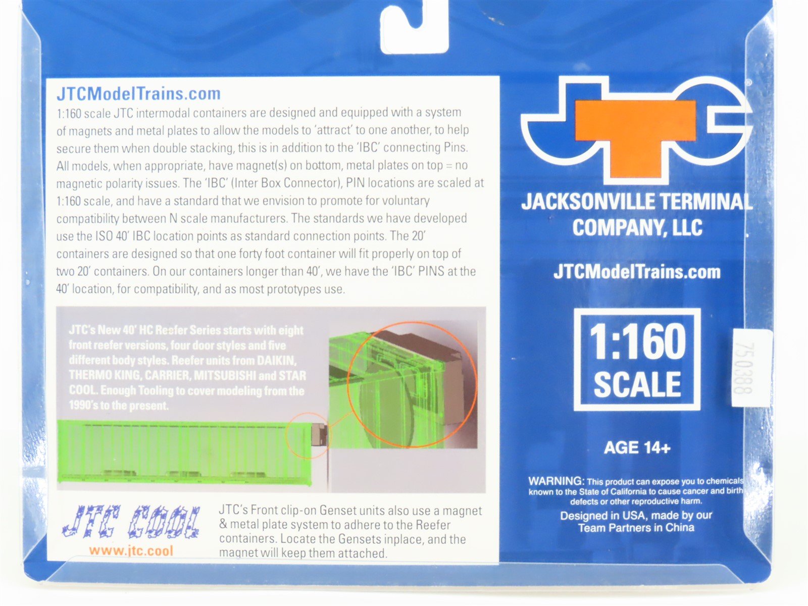 N Scale JTC Model Trains 406502 APL 40' High-Cube Reefer Containers 6-Pack