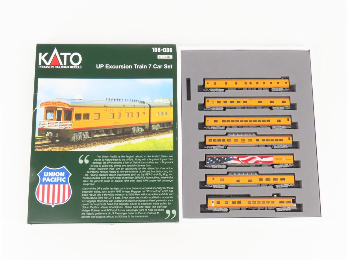 N Scale KATO 106-086 UP Union Pacific Excursion Passenger 7-Car Set